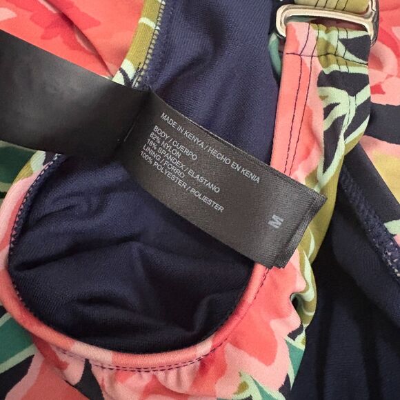 Hurley Floral One Piece Swimsuit‎ Back Cutout UPF 50+ Tropical Size Medium - Picture 7 of 7